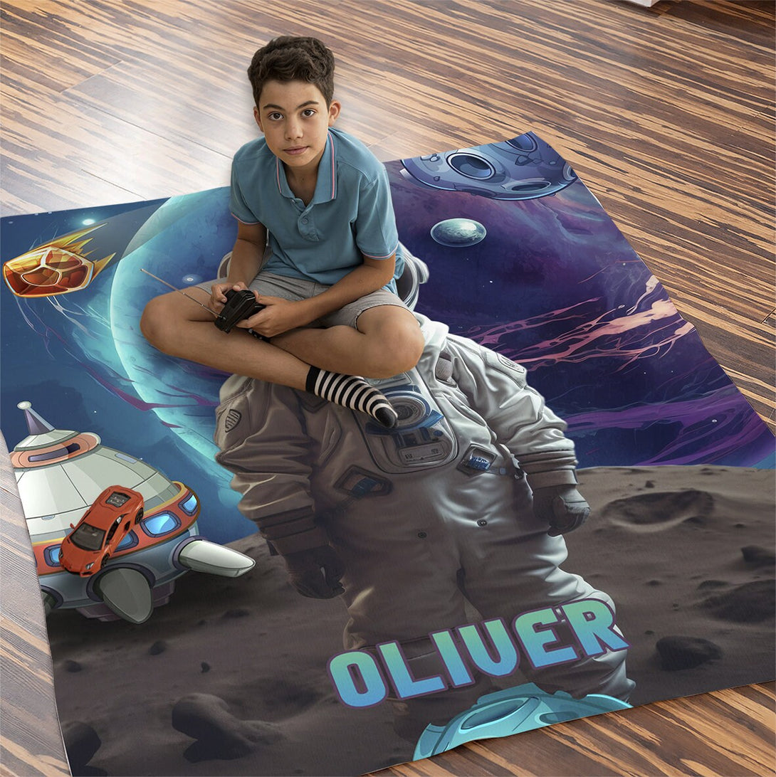 Boys Astronaut Photo Blanket, Space Lover Birthday Gift - Custamazegifts.com 