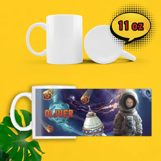 Space Lover Photo Gift, Boys Custom Face Coffee Mug - Custamazegifts.com 