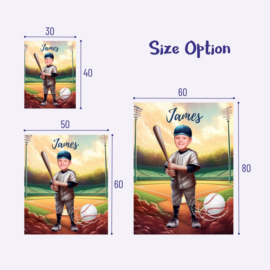 Baseball Boys Photo Kids Custom Face Blanket Gift - Custamazegifts.com 