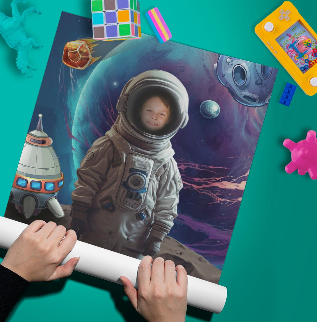 Astronaut Photo Poster, Cosmos Space Boys Personalized Birthday Gift - Custamazegifts.com 