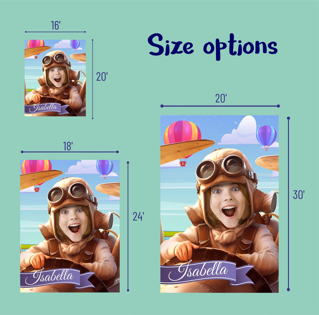 Pilot Poster Personalized Girl Portrait Gift for Her - Custamazegifts.com 