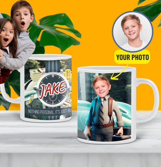 Business Boys Photo Mug, Future Businessman Gift for Him - Custamazegifts.com 