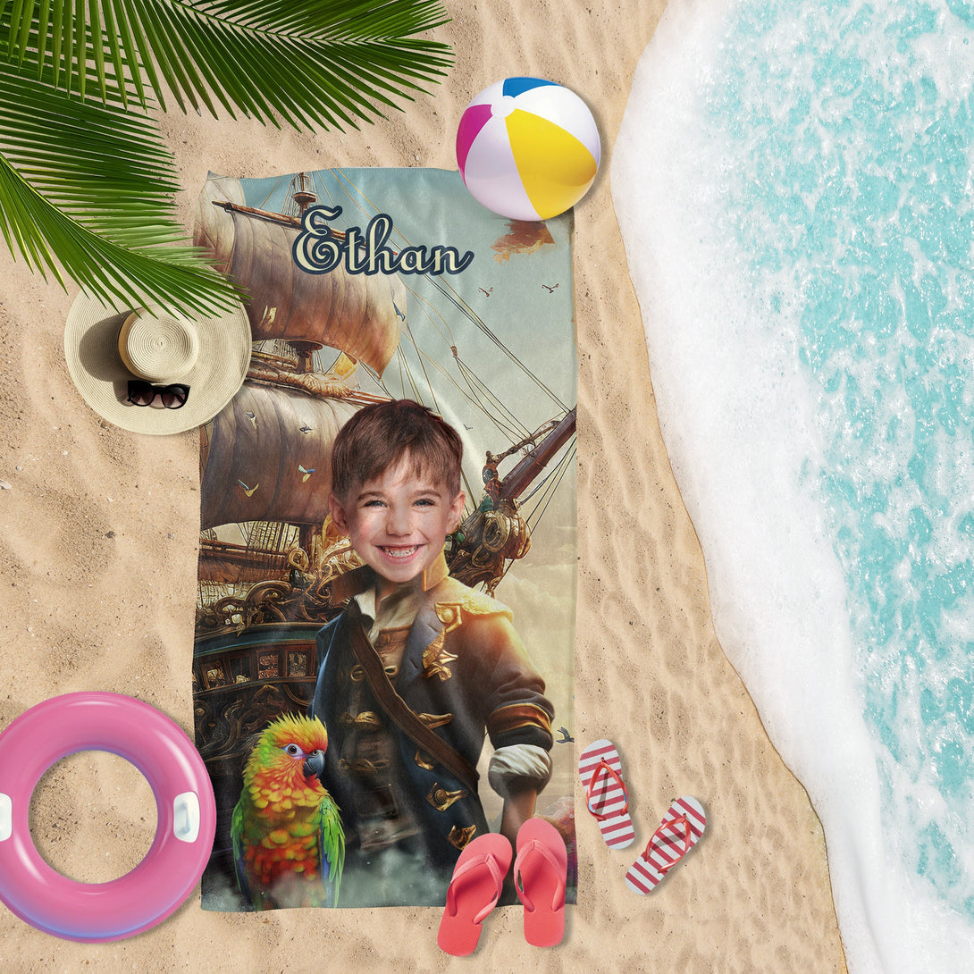 Pirate Captain Photo Towel, Kids Pirate Pool Party Favor for Boys - Custamazegifts.com 