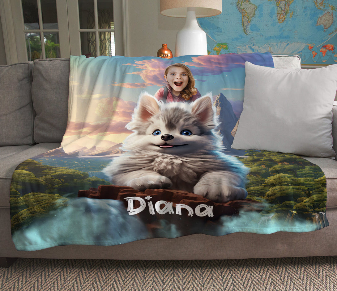 Girl and Wolf Personalized Blanket for Her - Custamazegifts.com 