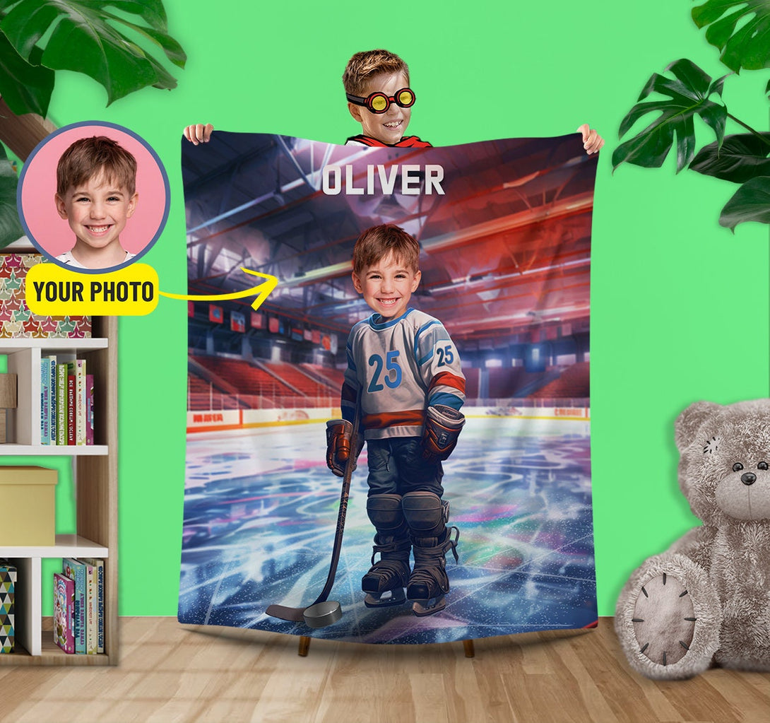 Hockey Fan Custom Boys Blanket - Custamazegifts.com 