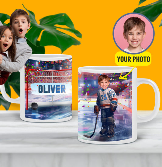 Hockey Team Gift Idea, Personalize Sports Mug with Photo - Custamazegifts.com 