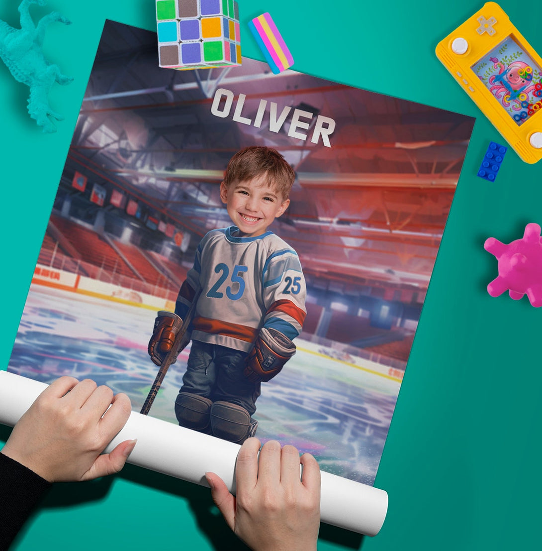 Hockey Themed Personalized Photo Poster, Gift for Hockey Players Fans Teams - Custamazegifts.com 