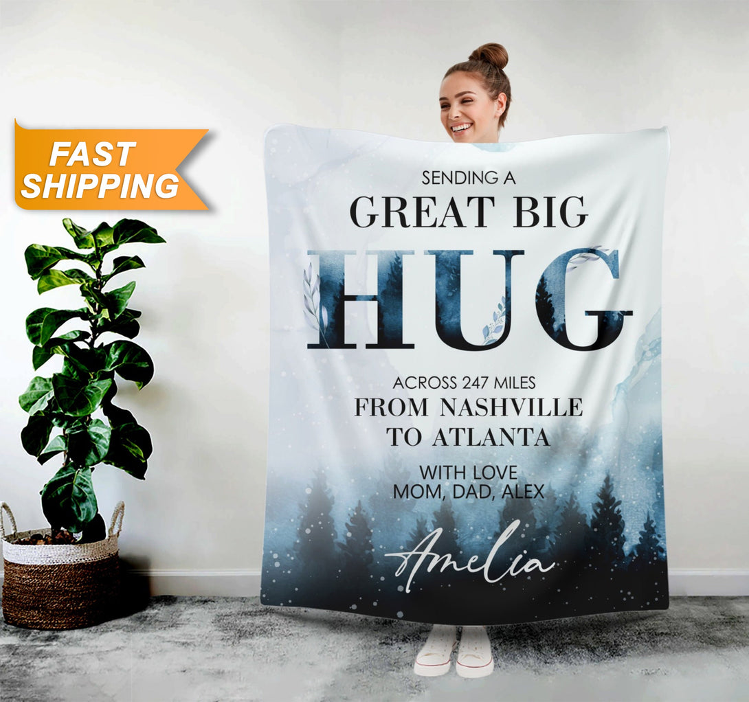 Sending a Great Big Hug Blanket, Custom Blanket with Your Text - Custamazegifts.com 