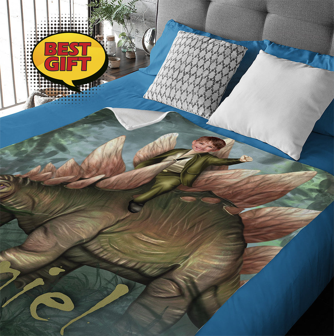 Dinosaur - Boys Personalized Blanket - Custamazegifts.com 