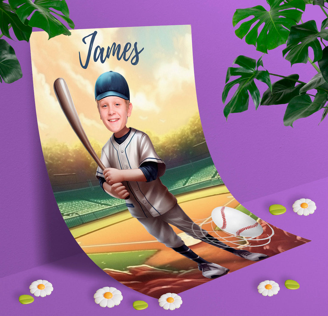 Baseball Sports Photo Poster, Customize Baseball Player Wall Art for Him - Custamazegifts.com 