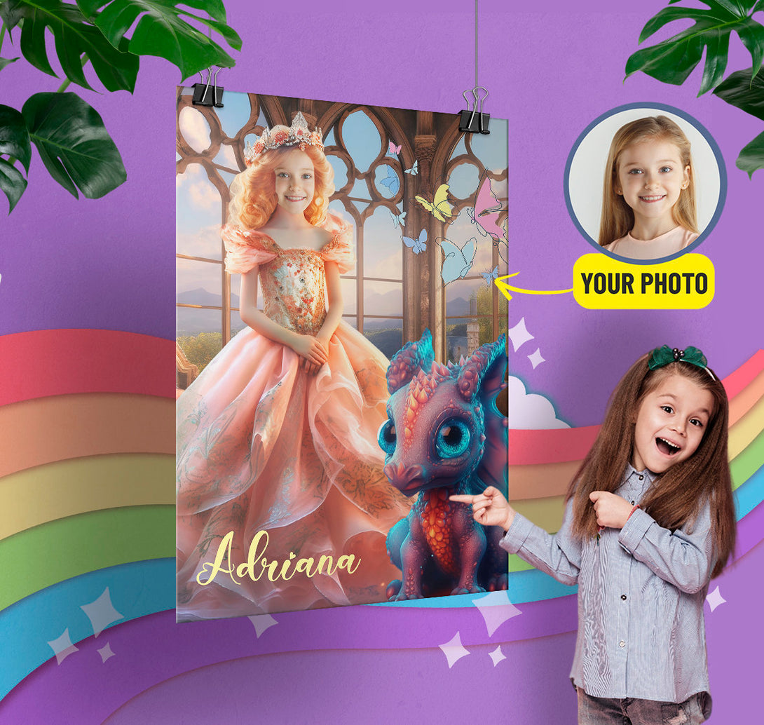 Princess Poster Wall Art with Your Face - Custamazegifts.com 