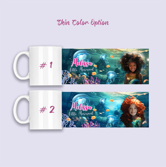 Cartoon Mug Little Mermaid Kids Custom Face Gift - Custamazegifts.com 