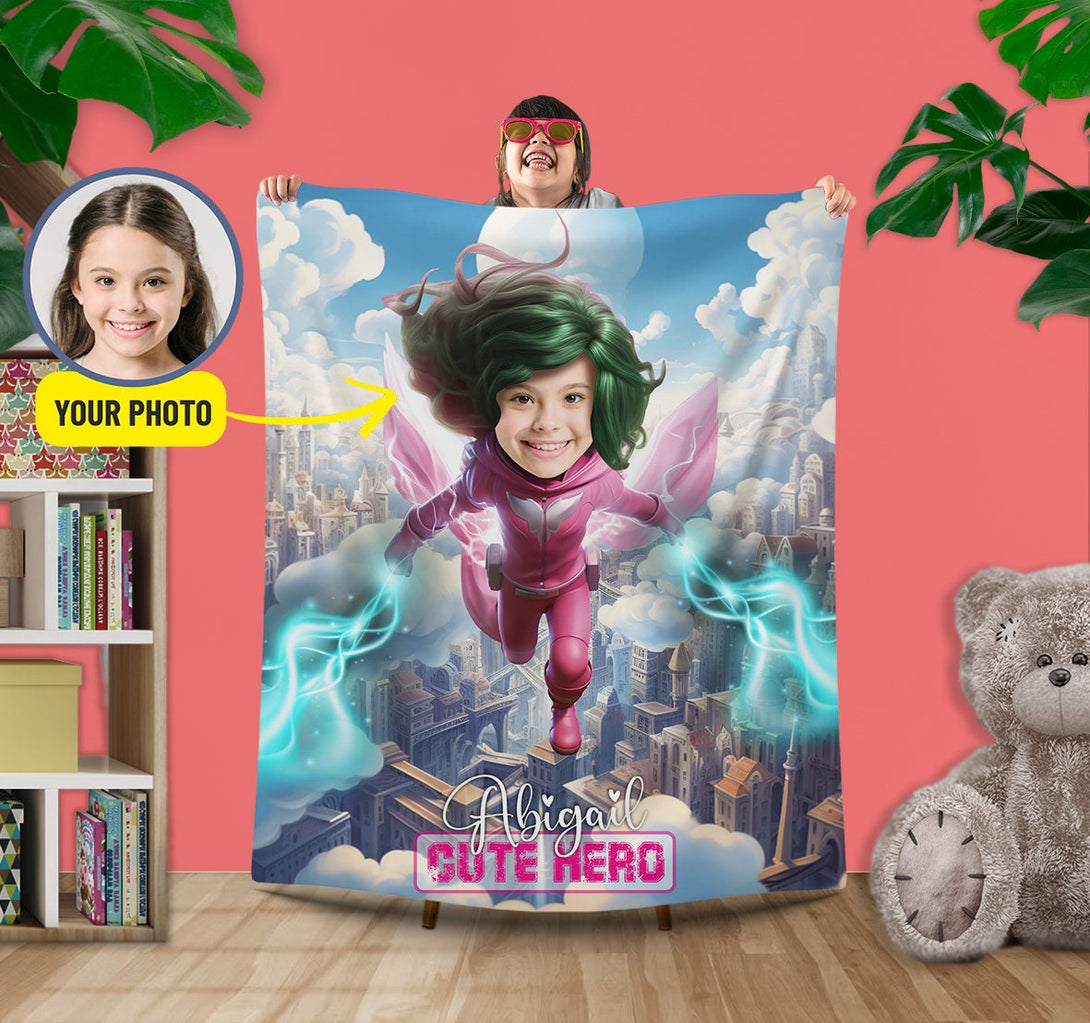 Super Hero Face Blanket for Girls, Kids Christmas Gift - Custamazegifts.com 