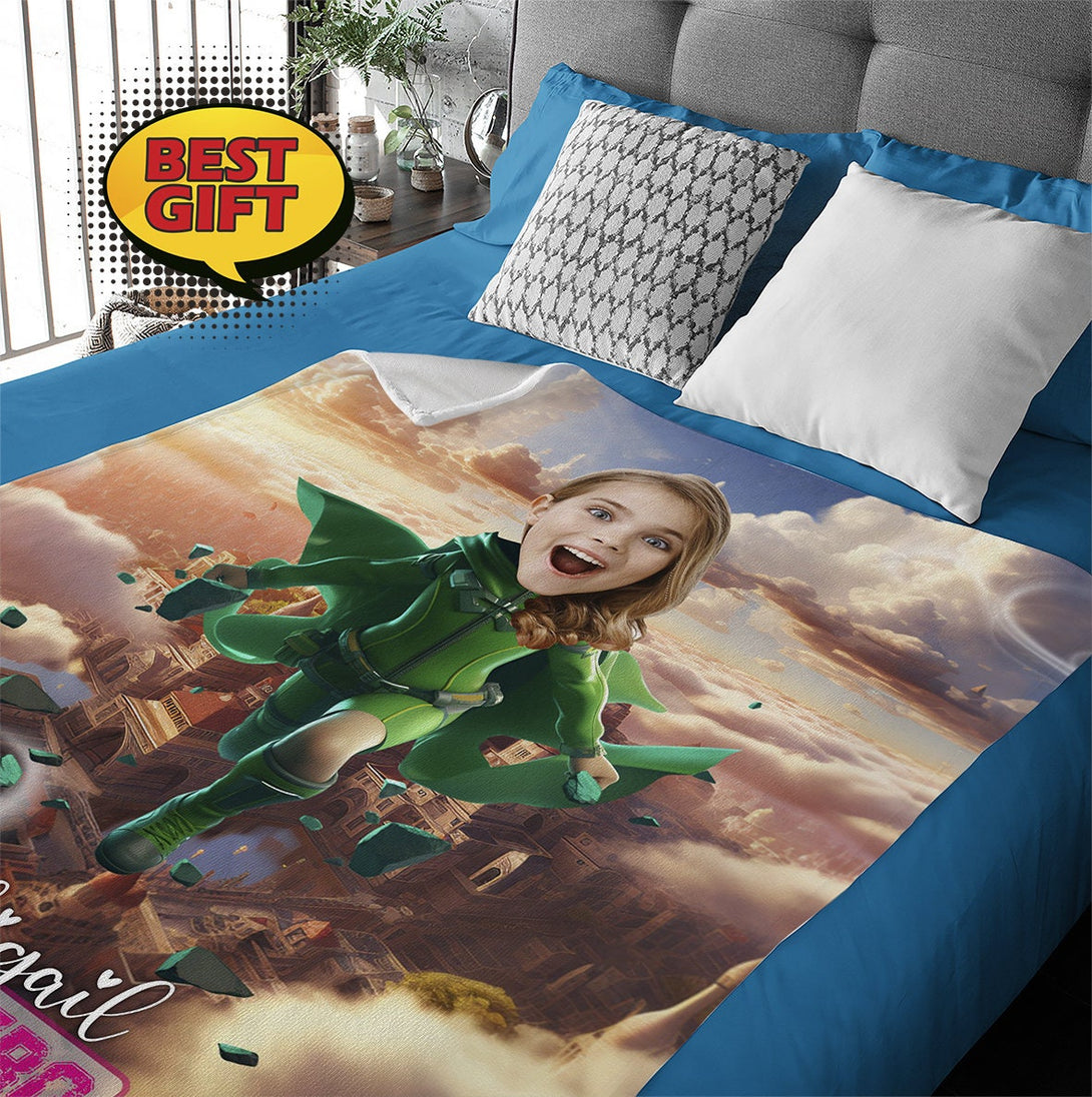 Super Hero Face Blanket for Girls, Kids Christmas Gift - Custamazegifts.com 