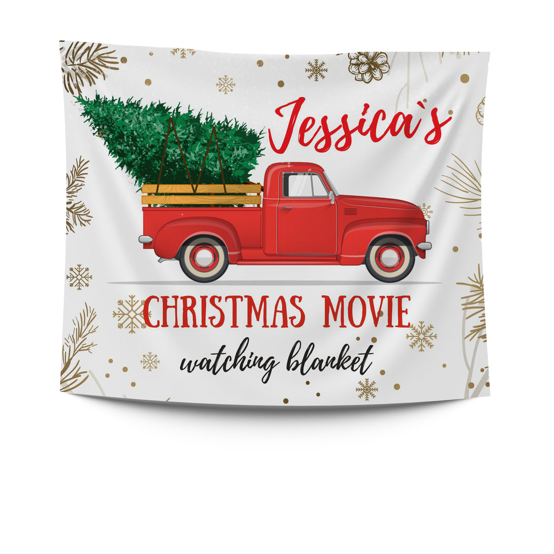 Christmas Movie Watching Blanket with Name, Personalized Christmas Gifts - Custamazegifts.com 